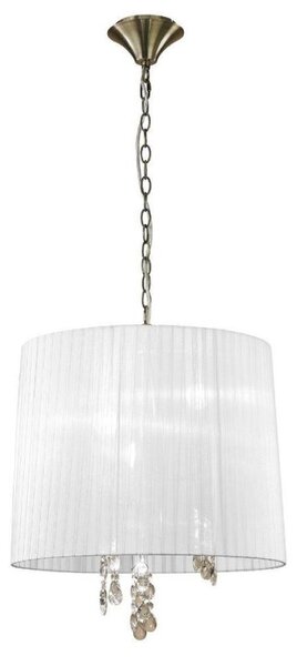 Mantra M3880 Tiffany 3+3 Light Single Pendant In Antique Brass With Soft Bronze Shade