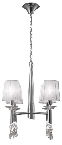 Mantra M3852 Tiffany 4+4 Light Round Pendant Light In Chrome With White Shades