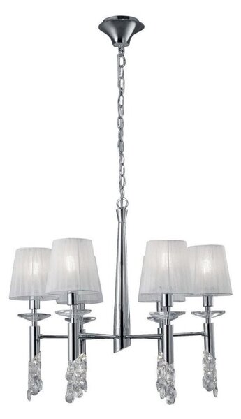 Mantra M3851 Tiffany 6+6 Light Round Pendant Light In Chrome With White Shades