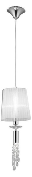 Mantra M3861 Tiffany 1+1 Light Single Pendant Light In Chrome With White Shade