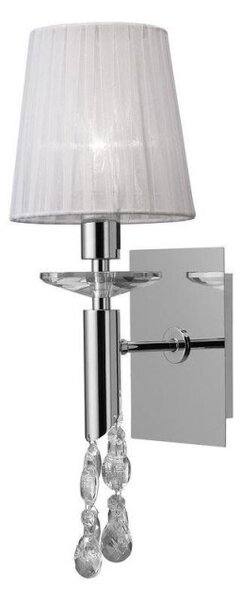Mantra M3864/S Tiffany 1+1 Light Switched Wall Light In Chrome With White Shades