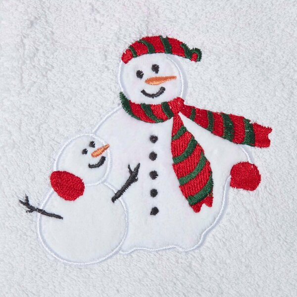 Homescapes Snowman Embroidered 100% Cotton Christmas Hand Towel