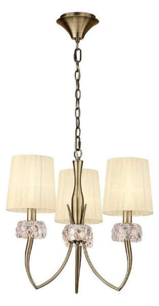 Mantra M4633AB Loewe 3 Light Ceiling Pendant Light With Shades In Antique Brass