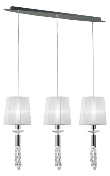 Mantra M3855 Tiffany 3+3 Light Linear Pendant In Chrome With White Shades