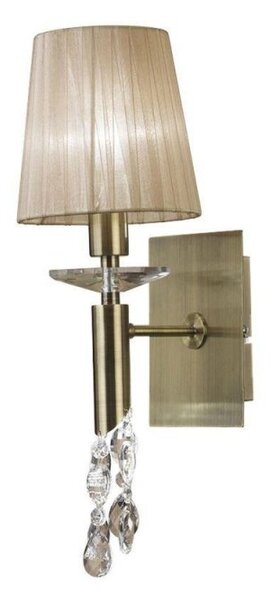 Mantra M3884/S Tiffany 1+1 Light Switched Wall Light In Antique Brass With Soft Bronze Shades