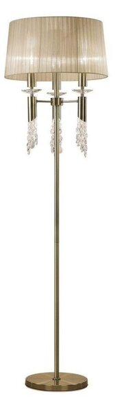 Mantra M3889 Tiffany 3+3 Light Floor Light In Antique Brass With Soft Bronze Shade