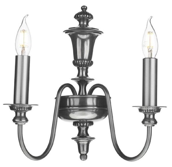 David Hunt Lighting DIC0967 Dickens 2 Light Wall Light In Pewter - Fitting Only