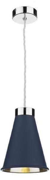 David Hunt Lighting HYD01 Hyde 1 Light Ceiling Pendant In Polished Chrome And Smoke Blue