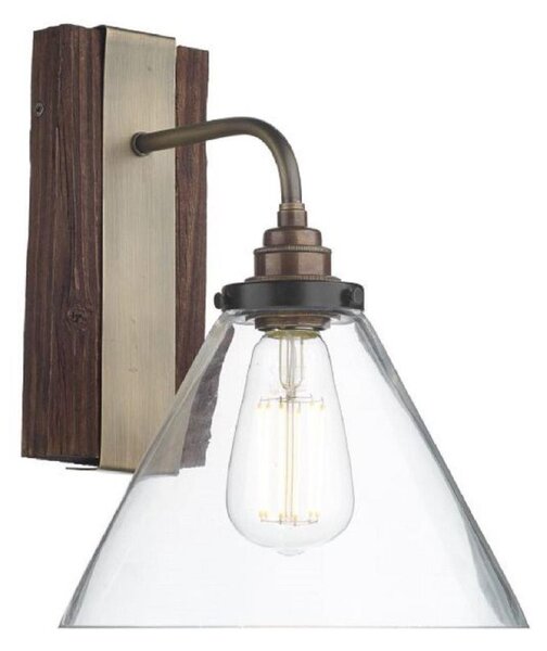 David Hunt Lighting ASP0729 Aspen 1 Light Wall Light In Wood Effect With Clear Glass