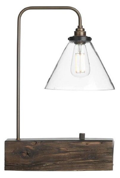 David Hunt Lighting ASP4229 Aspen 1 Light Table Lamp In Wood Effect With Clear Glass
