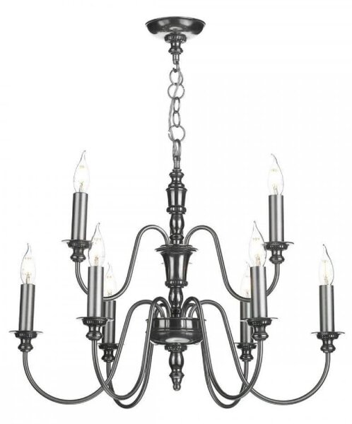 David Hunt Lighting DIC1367 Dickens 9 Light Ceiling Pendant In Pewter - Fitting Only