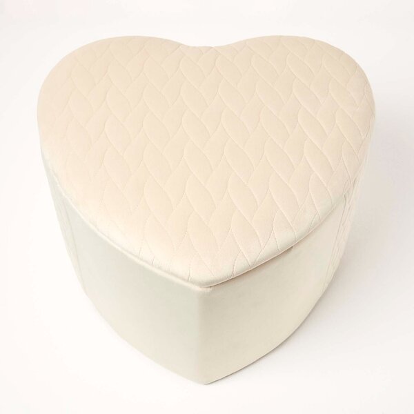 Homescapes Arundel Heart-Shaped Cream Velvet Footstool with Storage