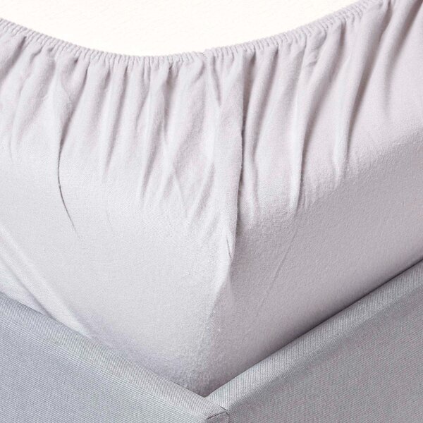 Grey Flannelette Brushed Cotton Fitted Sheet 45cm Extra Deep Single