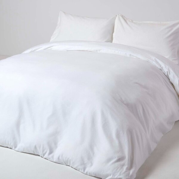 White Flannelette Brushed Cotton Duvet Cover Set Single