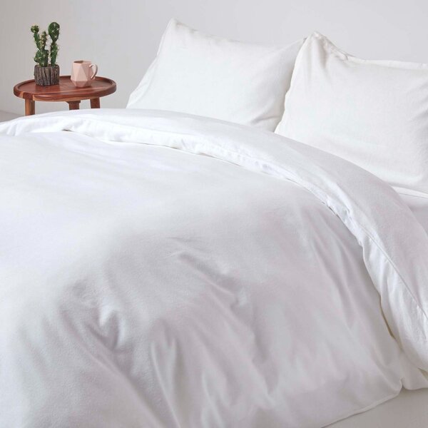 White Flannelette Brushed Cotton Duvet Cover Set Single