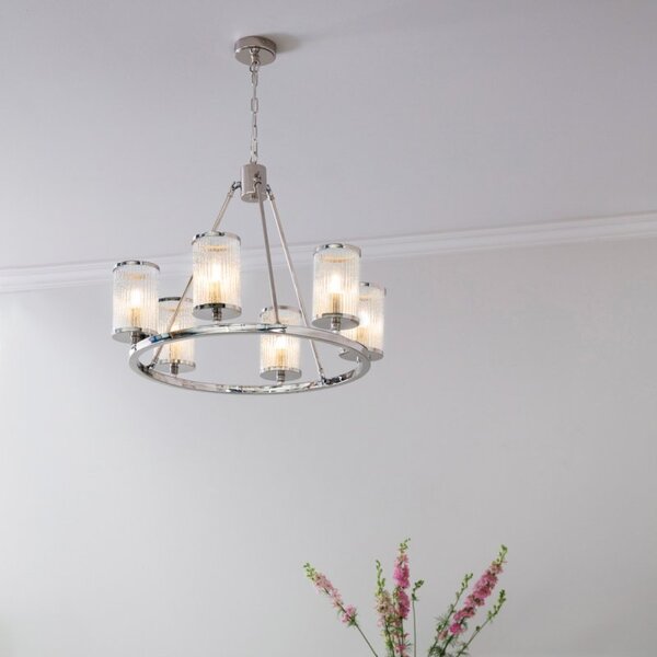 Endon 74128 Easton 6 Light Ceiling Pendant Light In Nickel Plate