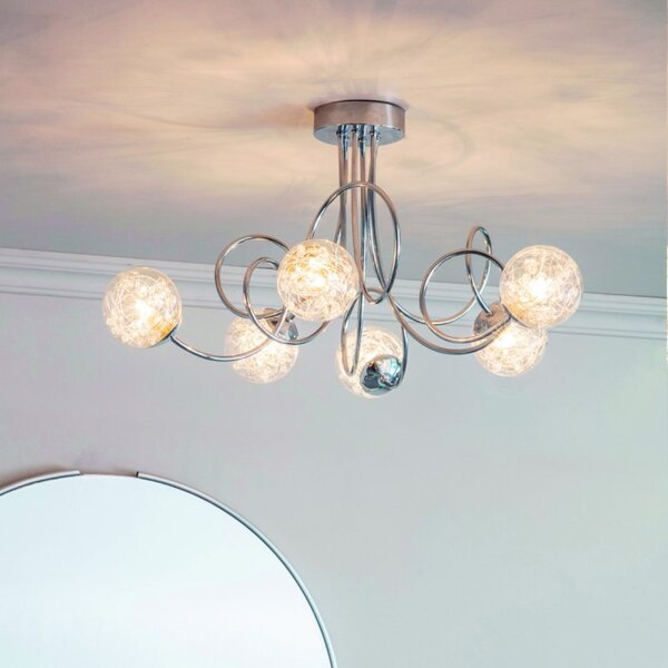 Endon 76349 Auria 6 Light Semi Flush Ceiling Light In Chrome Plate