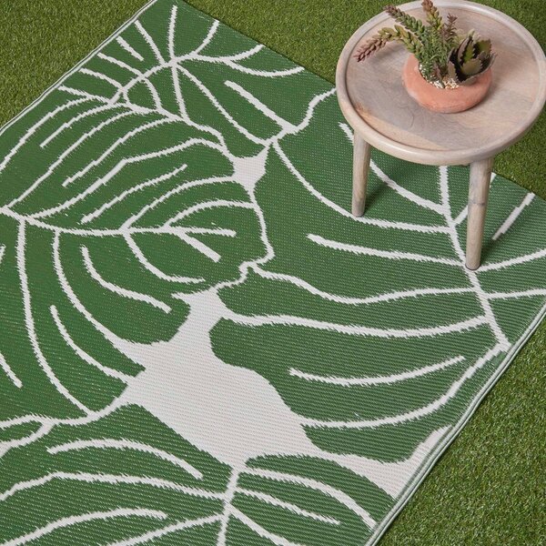 Homescapes Waterproof Green Outdoor Rug Botanical Leaf 120 x 180 cm