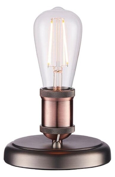 Endon 76355 Hal 1 Light Short Table Lamp In Aged Pewter And Copper Plate