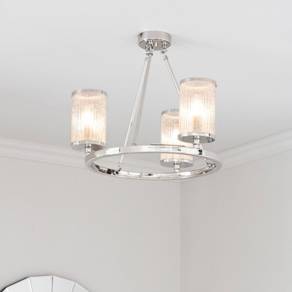 Endon 76261 Easton 3 Light Semi Flush Ceiling Light In Nickel Plate