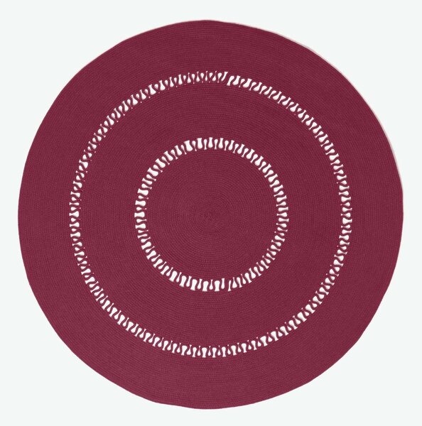 HOMESCAPES Plum Crochet Braided Rug 120cm Round