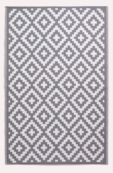 Homescapes Waterproof White/Grey Outdoor Rug Geometric 120 x 180 cm