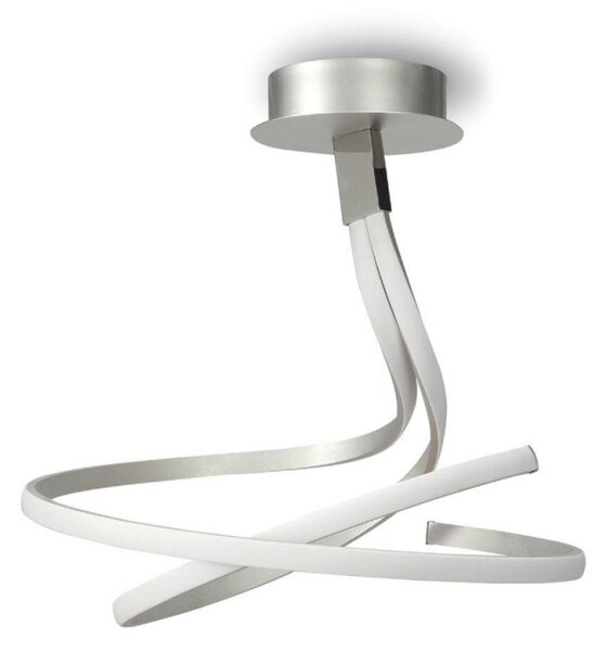 M4981 Nur LED Double Spiral Semi Flush Ceiling Light In Silver And Chrome