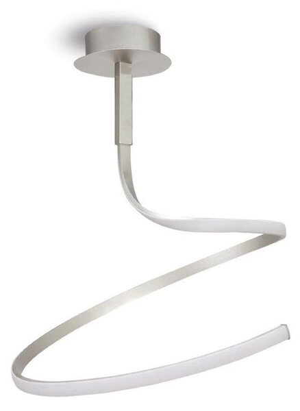 M4982 Nur LED Single Spiral Semi Flush Ceiling Light In Silver And Chrome