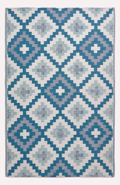 Homescapes Waterproof Blue Outdoor Rug Geometric Aztec 120 x 180 cm