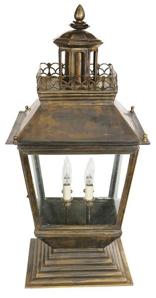 Chateau 501A Traditional Large Solid Brass Gate Post Lantern - product_finish:Antique