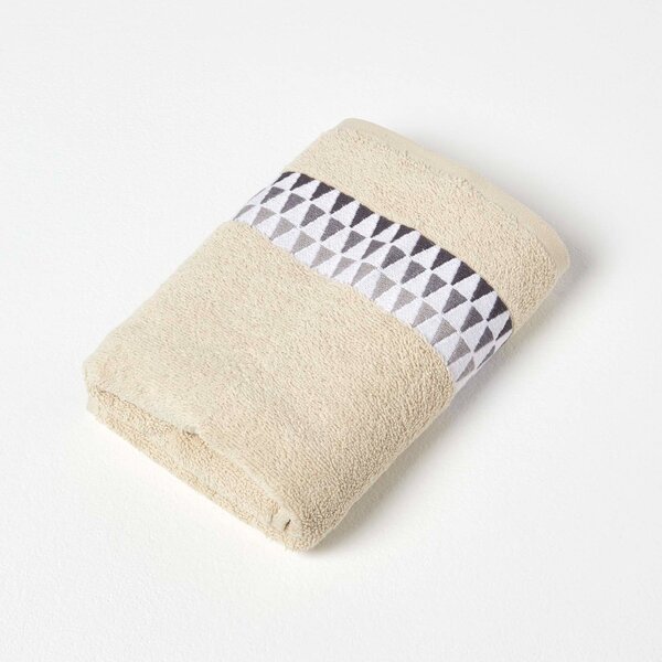 Homescapes Beige Hand Towel Geometric 100% Cotton Towel