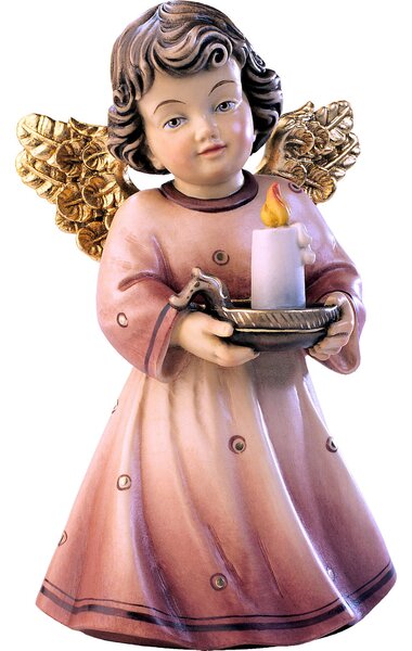 Angel Sissi with candle from lime wood