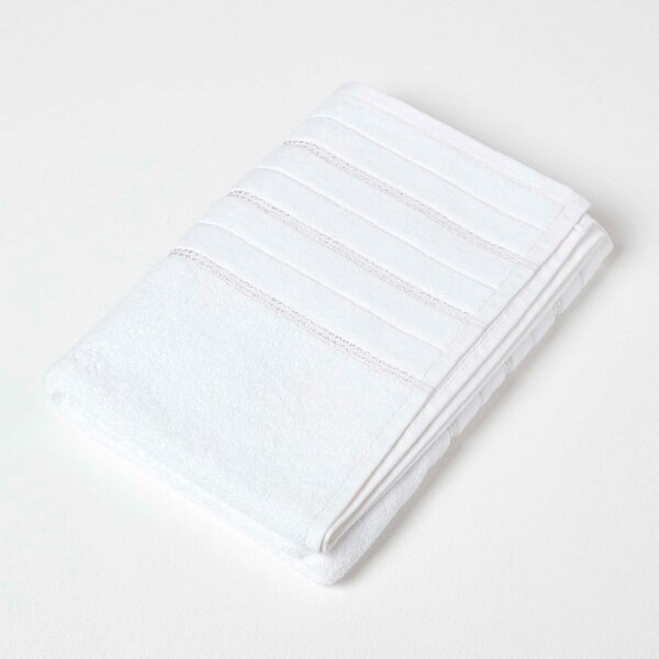 Homescapes White Glitter Bath Towel 100% Turkish Cotton