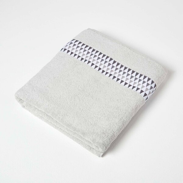 Homescapes Grey Bath Sheet Geometric 100% Cotton Towel