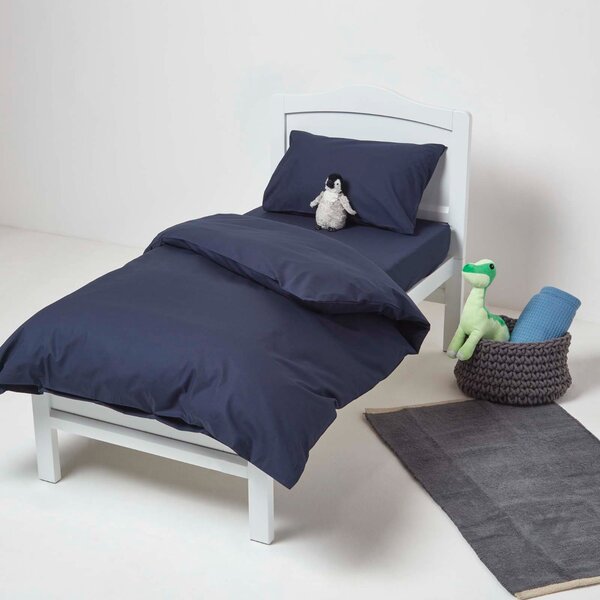 Homescapes Pair of Navy Cotton Cot Mattress Fitted Sheets 200 TC