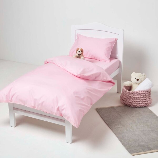 Homescapes Pink Cotton Cot Bed Duvet Cover Set 200 Thread Count