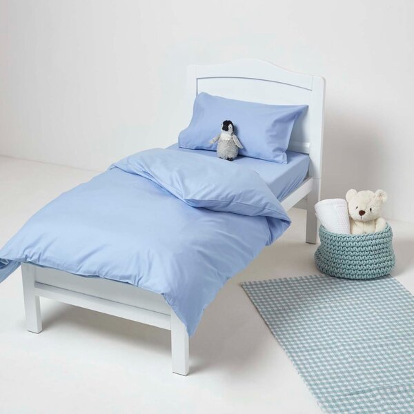 Homescapes Blue Cotton Cot Bed Duvet Cover Set 200 Thread Count