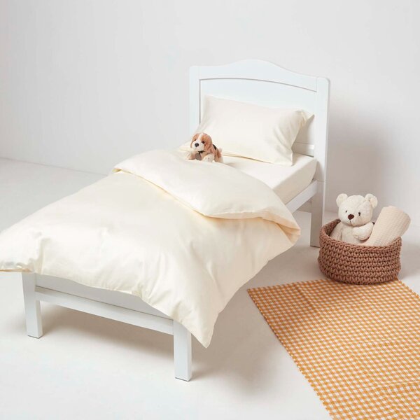 Homescapes Cream Organic Cotton Cot Bed Duvet Cover Set 400 TC