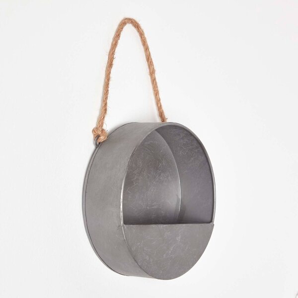 Homescapes Small Round Metal Hanging Wall Planter Pot Decoration 20cm