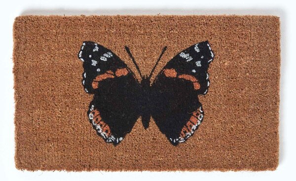 Homescapes Red Admiral Butterfly Coir Non-Slip Door Mat