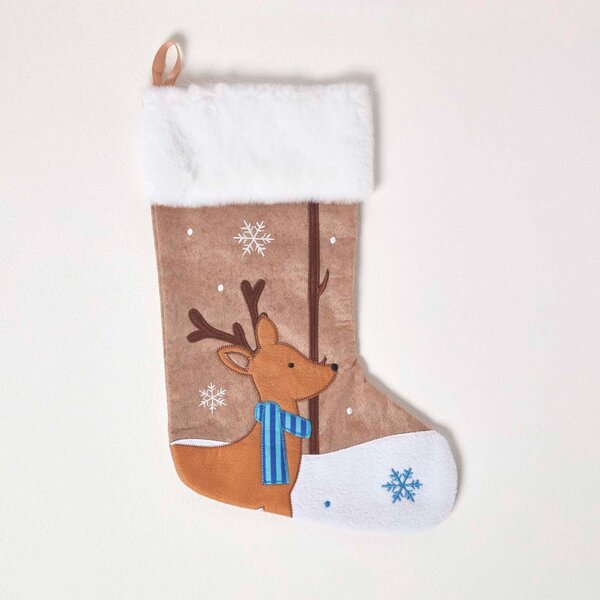 Homescapes Kids Reindeer Christmas Stocking 48 cm