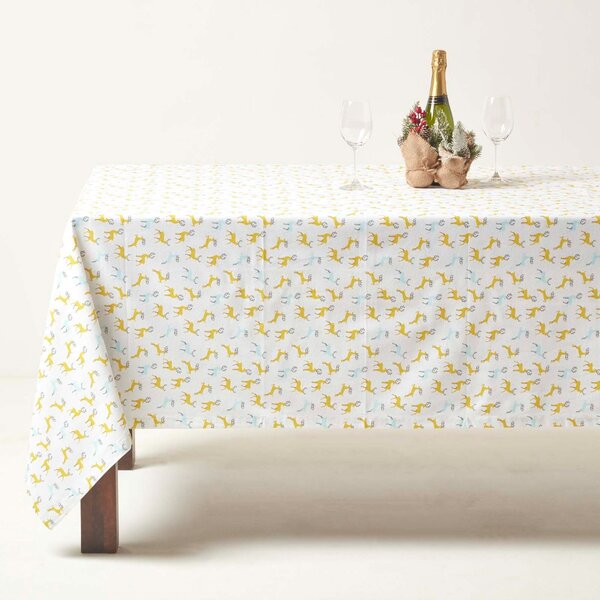 Homescapes Grey Christmas Tablecloth 137 x 137 cm, Stag Design