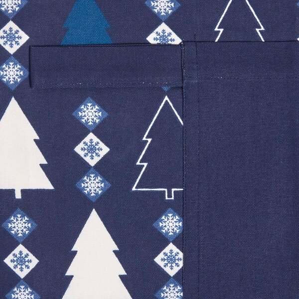 Homescapes Blue Apron 100% Cotton Xmas Tree Christmas Apron