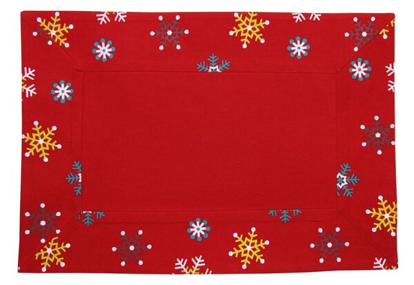 Cotton Christmas Red Snowflake Pack of 2 Placemats