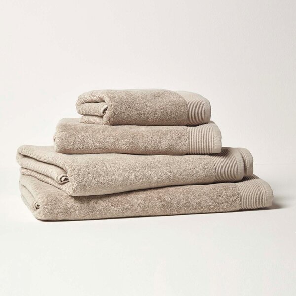 Homescapes Set of 2 700 GSM Luxury 100% Cotton Taupe Face Cloths