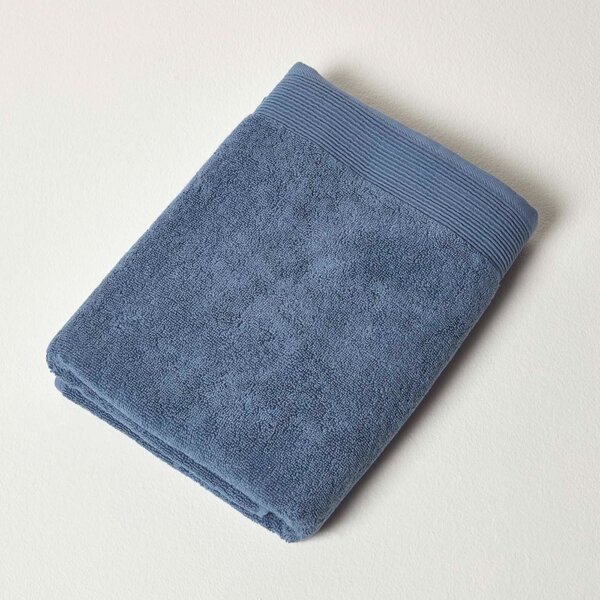 Homescapes 700 GSM Luxury 100% Cotton Denim Blue Bath Towel