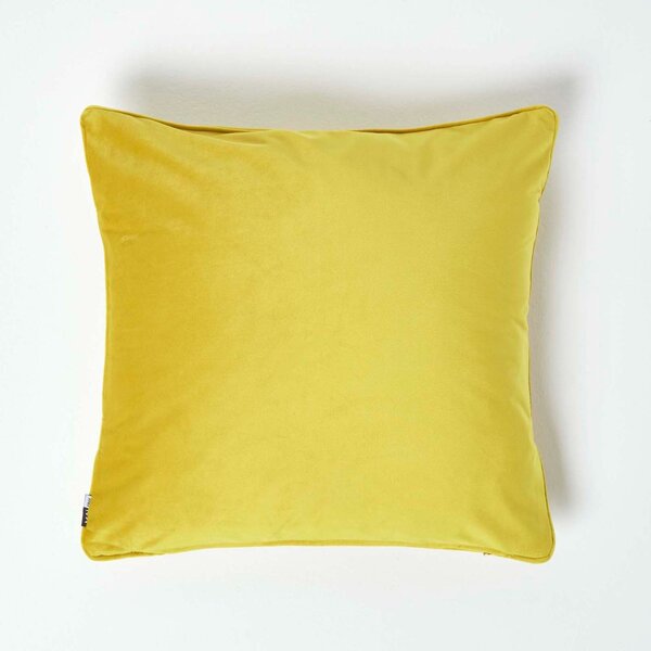 Homescapes Luxury Mustard Yellow Velvet Cushion 43 x 43 cm