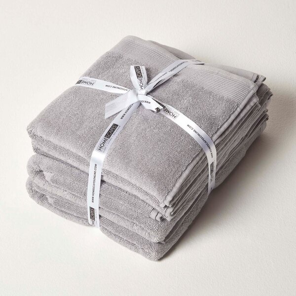 Homescapes 700 GSM Luxury 100% Cotton Dove Grey Towel Bale Set