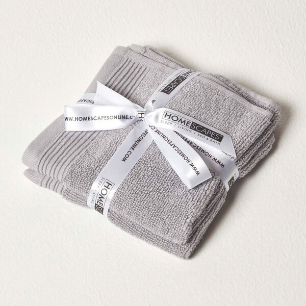 Homescapes Set of 2 700 GSM Luxury 100% Cotton Dove Grey Face Cloths