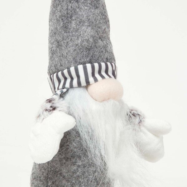 Homescapes Grey Sitting Santa Gonk Christmas Decoration with Long Legs